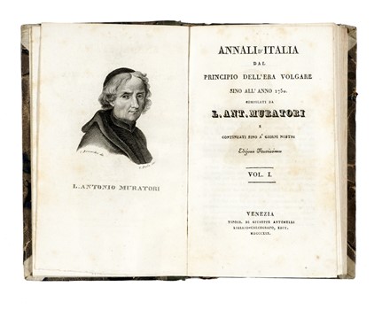  Muratori Lodovico Antonio : Annali d'Italia dal principio dell'era volgare sino all'anno 1750... Vol I (-LXV).  - Asta Libri, autografi e manoscritti - Libreria Antiquaria Gonnelli - Casa d'Aste - Gonnelli Casa d'Aste