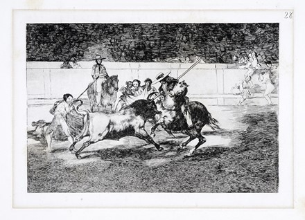  Francisco Goya y Lucientes  (Fuendetodos,, 1746 - Bordeaux,, 1828) : El Esforzado Rendon Picando un Toro, de Cuya Suerte Muri en la Plaza de Madrid.  - Asta Stampe, disegni e dipinti antichi, moderni e contemporanei [ASTA A TEMPO] - Libreria Antiquaria Gonnelli - Casa d'Aste - Gonnelli Casa d'Aste