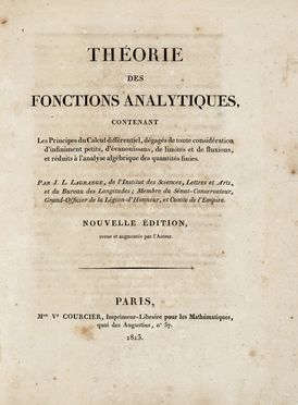  Lagrange Joseph Louis : Theorie des fonctions analytiques, contenant les principes  [..]