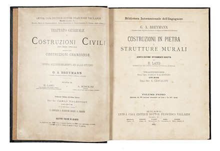  Cavalieri San-Bertolo Nicola : Istituzioni di architettura statica e idraulica [...] volume primo (-secondo). Architettura, Ingegneria  Gustav Adolf Breymann  - Auction Books, autographs & manuscripts - Libreria Antiquaria Gonnelli - Casa d'Aste - Gonnelli Casa d'Aste