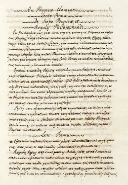 Ex Physicae Elementis.  - Asta Libri, autografi e manoscritti - Libreria Antiquaria  [..]