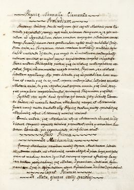 Phisicae Nonnulla Elementa.  - Asta Libri, autografi e manoscritti - Libreria Antiquaria  [..]