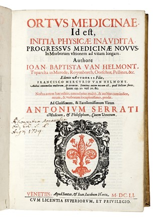  Helmont Jan Baptiste (van) : Ortus medicinae, id est initia physicae inaudita progressus medicinae novus in morborum ultionem ad vitam longam... Medicina  - Auction Books, autographs & manuscripts - Libreria Antiquaria Gonnelli - Casa d'Aste - Gonnelli Casa d'Aste