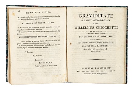  Rossi Michele : De monstris specimen cum adnexis thesibus publice propugnabatin schola medica Taurinensis Academiae... Scienze naturali, Medicina  Guglielmo Chiochetti  - Auction Books, autographs & manuscripts - Libreria Antiquaria Gonnelli - Casa d'Aste - Gonnelli Casa d'Aste