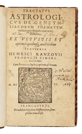  Rantzau Henrik : Tractatus astrologicus de genethliacorum thematum iudiciis pro singulis nati accidentibus.  - Asta Libri, autografi e manoscritti - Libreria Antiquaria Gonnelli - Casa d'Aste - Gonnelli Casa d'Aste