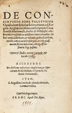  Curio Johann : De conservanda bona valetudine opusculum [...] cum Arnoldi Novicomensis  [..]