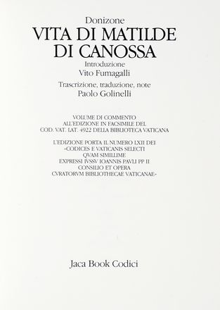  Donizo : Vita di Matilde di Canossa. Edizione in facsimile del Codice Vaticano  [..]