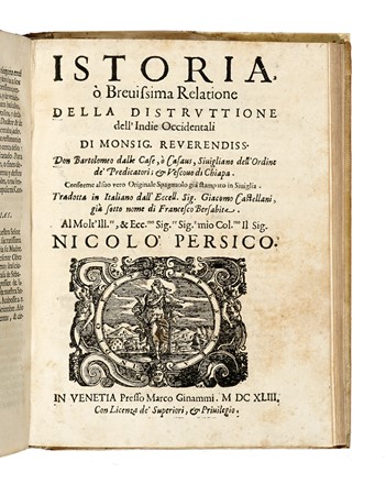  Las Casas Bartolome (de) : Istoria  brevissima relatione della distruttione dell'Indie Occidentali [...] Con la traduttione in Italiano di Francesco Bersabita.  Giacomo Castellani  - Asta Libri, autografi e manoscritti - Libreria Antiquaria Gonnelli - Casa d'Aste - Gonnelli Casa d'Aste