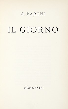  Parini Giuseppe : Il giorno. Letteratura italiana, Letteratura  Francesco Petrarca  - Auction Books, autographs & manuscripts - Libreria Antiquaria Gonnelli - Casa d'Aste - Gonnelli Casa d'Aste