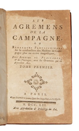  La Court van der Voort Pieter (de) : Les agremens de la campagne, ou remarques particulieres sur la construction des Maisons de Campagne... Tome premiere (-troisieme). Agricoltura, Agrimensura, Figurato, Scienze naturali, Architettura, Collezionismo e Bibliografia  - Auction Books, autographs & manuscripts - Libreria Antiquaria Gonnelli - Casa d'Aste - Gonnelli Casa d'Aste