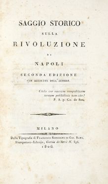  Cuoco Vincenzo : Saggio storico sulla rivoluzione di Napoli...  - Asta Libri, autografi  [..]