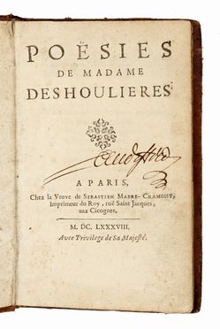  Des Houlières Antoinette : Poesies.  - Asta Libri, autografi e manoscritti - Libreria  [..]