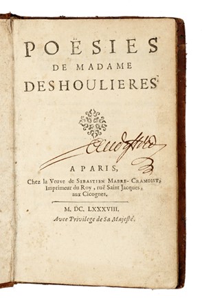  Des Houlières Antoinette : Poesies. Poesia, Filosofia, Letteratura francese, Letteratura, Letteratura  - Auction Books, autographs & manuscripts - Libreria Antiquaria Gonnelli - Casa d'Aste - Gonnelli Casa d'Aste