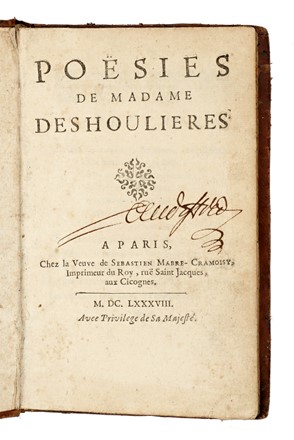  Des Houlires Antoinette : Poesies.  - Asta Libri, autografi e manoscritti - Libreria Antiquaria Gonnelli - Casa d'Aste - Gonnelli Casa d'Aste