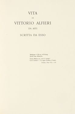  Alfieri Vittorio : Vita [...] scritta da esso.  Umberto Mastroianni  (Fontana Liri,  [..]