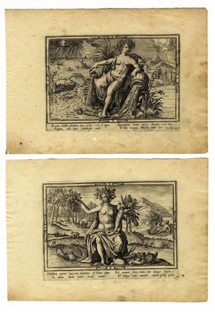  Adriaen Collaert  (Anversa, 1560 - 1618) [da] : Terra, Aqua, Aer, Ignis (I quattro elementi).  - Asta Arte antica, moderna e contemporanea - Libreria Antiquaria Gonnelli - Casa d'Aste - Gonnelli Casa d'Aste