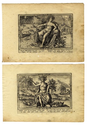  Adriaen Collaert  (Anversa, 1560 - 1618) [da] : Terra, Aqua, Aer, Ignis (I quattro elementi).  - Auction Ancient, modern and contemporary art - Libreria Antiquaria Gonnelli - Casa d'Aste - Gonnelli Casa d'Aste