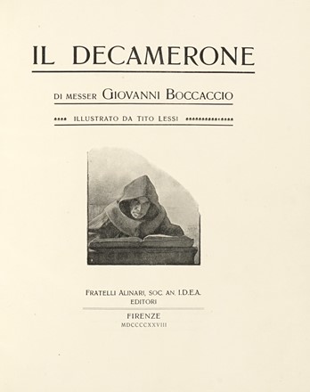  Boccaccio Giovanni : Il decamerone [...] illustrato da Tito Lessi.  Tito Lessi  (Firenze, 1858 - 1917)  - Asta Libri, manoscritti e riviste [ASTA A TEMPO] - Libreria Antiquaria Gonnelli - Casa d'Aste - Gonnelli Casa d'Aste