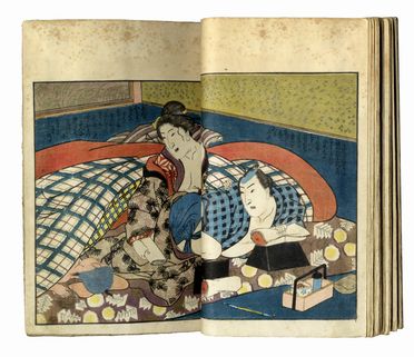  Utagawa Kunimori II  (1827 - 1899) [cerchia di] : Volume shunga.  Koikawa Shozan  (1821 - 1907)  - Asta Arte antica, moderna e contemporanea - Libreria Antiquaria Gonnelli - Casa d'Aste - Gonnelli Casa d'Aste