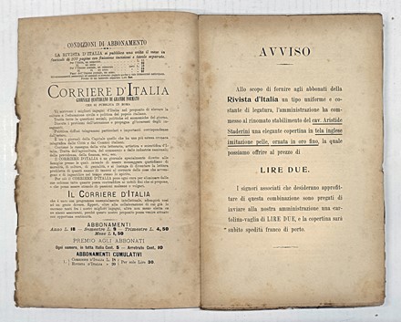Rivista d'Italia. Periodici e Riviste, Letteratura, Scienze naturali, Arte, Collezionismo e Bibliografia  - Auction Books, autographs & manuscripts [timed auction] - Libreria Antiquaria Gonnelli - Casa d'Aste - Gonnelli Casa d'Aste
