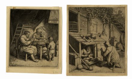  Adriaen (van) Ostade  (Haarlem,, 1610 - ivi, 1685) : Lotto di diciotto incisioni.  - Asta Arte antica, moderna e contemporanea - Libreria Antiquaria Gonnelli - Casa d'Aste - Gonnelli Casa d'Aste