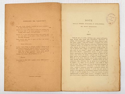 La Critica. Rivista di letteratura, storia e filosofia diretta da B. Croce. Periodici e Riviste, Letteratura, Storia, Filosofia, Collezionismo e Bibliografia, Storia, Diritto e Politica  Benedetto Croce  - Auction Books, autographs & manuscripts [timed auction] - Libreria Antiquaria Gonnelli - Casa d'Aste - Gonnelli Casa d'Aste