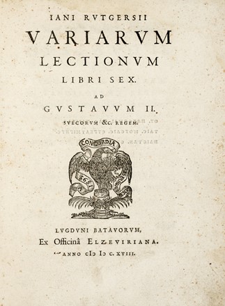  Rutgers Jan : Variarum lectionum libri sex. Storia, Storia, Diritto e Politica  - Auction Books, autographs & manuscripts [timed auction] - Libreria Antiquaria Gonnelli - Casa d'Aste - Gonnelli Casa d'Aste