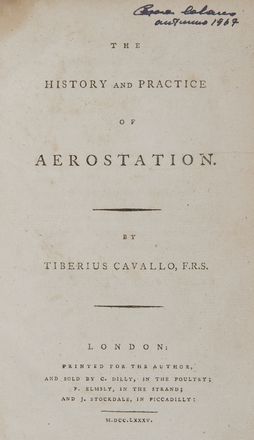  Cavallo Tiberio : The history and practice of Aerostation.  - Asta Libri, Manoscritti e Autografi - Libreria Antiquaria Gonnelli - Casa d'Aste - Gonnelli Casa d'Aste