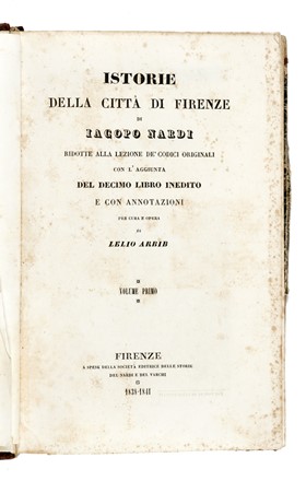  Malespini Ricordano : Storia fiorentina [...] col seguito di Giacotto Malispini dalla edificazione di Firenze sino all'anno 1286. Storia locale, Storia, Diritto e Politica  Jacopo Nardi  - Auction Books, autographs & manuscripts [timed auction] - Libreria Antiquaria Gonnelli - Casa d'Aste - Gonnelli Casa d'Aste