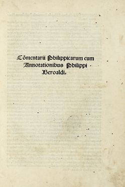 Cicero Marcus Tullius : Commentarii Philippicarum cum annotationibus Philippi Beroaldi...  [..]