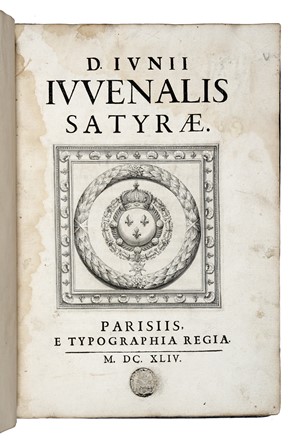  Iuvenalis Decimus Iunius : Satyrae. Classici, Letteratura  - Auction Books, autographs & manuscripts [timed auction] - Libreria Antiquaria Gonnelli - Casa d'Aste - Gonnelli Casa d'Aste