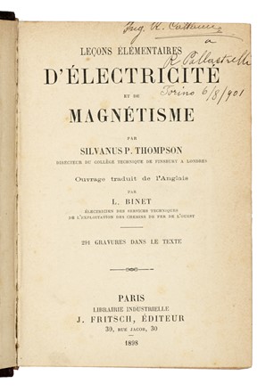  Thompson Silvanus : Leons lmentaires d'lectricit et de magntisme... Scienze tecniche e matematiche, Elettricit, Scienze tecniche e matematiche  - Auction Books, autographs & manuscripts [timed auction] - Libreria Antiquaria Gonnelli - Casa d'Aste - Gonnelli Casa d'Aste