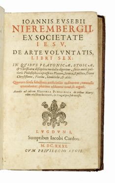  Nieremberg Juan Eusebio : De arte voluntatis, libri sex: in quibus platonicae,  [..]