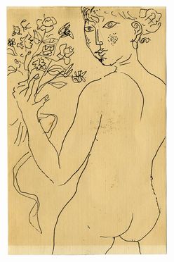  Franco Gentilini  (Faenza, 1909 - Roma, 1981) : Nudo femminile con mazzo di fiori.  [..]