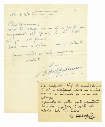 Raccolta di 191 tra lettere, cartoline e biglietti e veline di attori e artisti del mondo dello spettacolo.  - Asta Libri, autografi e manoscritti - Libreria Antiquaria Gonnelli - Casa d'Aste - Gonnelli Casa d'Aste