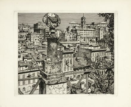  Benvenuto Disertori  (Trento, 1887 - Milano, 1969) : L'Arco di Settimio Severo e la cupola di S. Luca.  - Auction Modern and Contemporary Art - Libreria Antiquaria Gonnelli - Casa d'Aste - Gonnelli Casa d'Aste