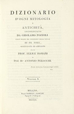  Pozzoli Girolamo : Dizionario d'ogni mitologia e antichit...  Felice Romani, Antonio  [..]