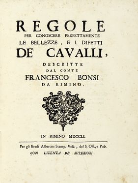  Bonsi Francesco : Regole per conoscere perfettamente le bellezze, e i difetti de'  [..]