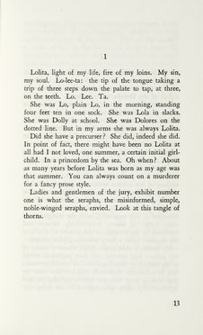  Nabokov Vladimir : Lolita.  - Asta Libri, autografi e manoscritti - Libreria Antiquaria Gonnelli - Casa d'Aste - Gonnelli Casa d'Aste