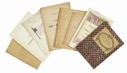 Lotto di 51 opuscoli per nozze, alcuni su carta decorata. Letteratura italiana,  [..]