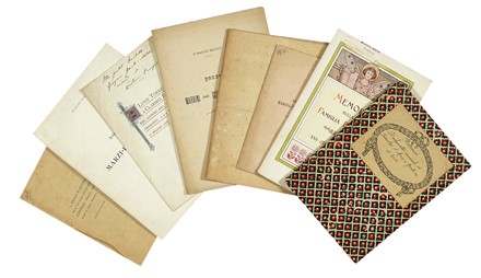 Lotto di 51 opuscoli per nozze, alcuni su carta decorata. Letteratura italiana,  [..]