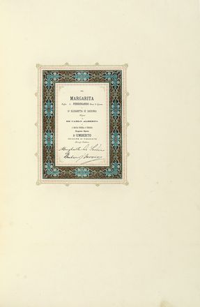  Cibrario Luigi : Ghirlanda di margarite offerta in umile e festoso omaggio agli eccelsi sposi Umberto e Margarita di Savoia da Giuseppe Civelli. Legatura, Collezionismo e Bibliografia  - Auction Books, autographs & manuscripts - Libreria Antiquaria Gonnelli - Casa d'Aste - Gonnelli Casa d'Aste