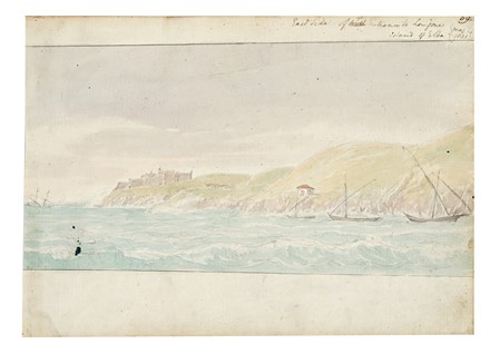  Lord William Paget  (Westminster,, 1803 - Boulogne-sur-Mer,, 1873) : Sette acquerelli con vedute di Portoferraio e Portolongone e altri scorci dell'isola d'Elba dal taccuino di viaggio di William Paget.  - Auction Books, autographs & manuscripts - Libreria Antiquaria Gonnelli - Casa d'Aste - Gonnelli Casa d'Aste