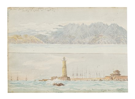  Lord William Paget  (Westminster,, 1803 - Boulogne-sur-Mer,, 1873) : Sette acquerelli con vedute di Portoferraio e Portolongone e altri scorci dell'isola d'Elba dal taccuino di viaggio di William Paget.  - Auction Books, autographs & manuscripts - Libreria Antiquaria Gonnelli - Casa d'Aste - Gonnelli Casa d'Aste