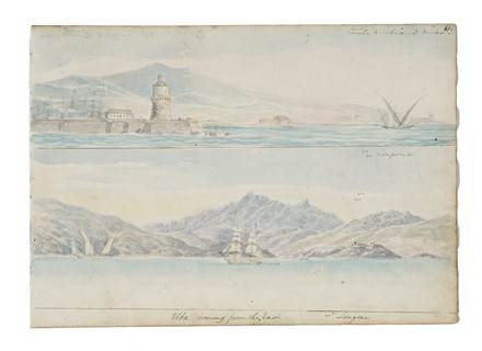  Lord William Paget  (Westminster,, 1803 - Boulogne-sur-Mer,, 1873) : Sette acquerelli con vedute di Portoferraio e Portolongone e altri scorci dell'isola d'Elba dal taccuino di viaggio di William Paget.  - Auction Books, autographs & manuscripts - Libreria Antiquaria Gonnelli - Casa d'Aste - Gonnelli Casa d'Aste