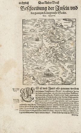  Sebastian Mnster  (Ingelheim am Rhein,, 1488 - Basilea,, 1552) : Der Insel Ilva oder Elba Beschreibung und Gelegenheit / dem Her/zog von Florenz zugehrig/so Anno 1555. von dem / Trcken ist beschediger worden.  - Auction Books, autographs & manuscripts - Libreria Antiquaria Gonnelli - Casa d'Aste - Gonnelli Casa d'Aste