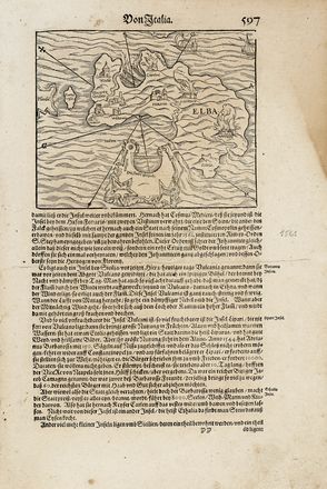  Sebastian Mnster  (Ingelheim am Rhein,, 1488 - Basilea,, 1552) : Der Insel Ilva oder Elba Beschreibung und Gelegenheit / dem Her/zog von Florenz zugehrig/so Anno 1555. von dem / Trcken ist beschediger worden.  - Asta Libri, autografi e manoscritti - Libreria Antiquaria Gonnelli - Casa d'Aste - Gonnelli Casa d'Aste