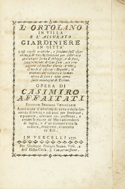  Tarello Camillo : Ricordo d'agricoltura [...] corretto, illustrato, aumentato con note... Agricoltura, Scienze naturali  - Auction Books, autographs & manuscripts - Libreria Antiquaria Gonnelli - Casa d'Aste - Gonnelli Casa d'Aste