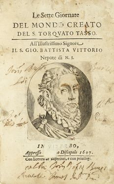  Tasso Torquato : Goffredo overo Gierusalemme liberata [...] aggiunti i cinque canti del signor Camillo Camilli con li soliti loro argomenti... Letteratura italiana, Letteratura  Camillo Camilli  - Auction Books, autographs & manuscripts - Libreria Antiquaria Gonnelli - Casa d'Aste - Gonnelli Casa d'Aste