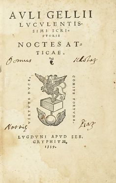  Gellius Aulus : Noctes Atticae. Classici, Letteratura  - Auction Books, autographs & manuscripts - Libreria Antiquaria Gonnelli - Casa d'Aste - Gonnelli Casa d'Aste